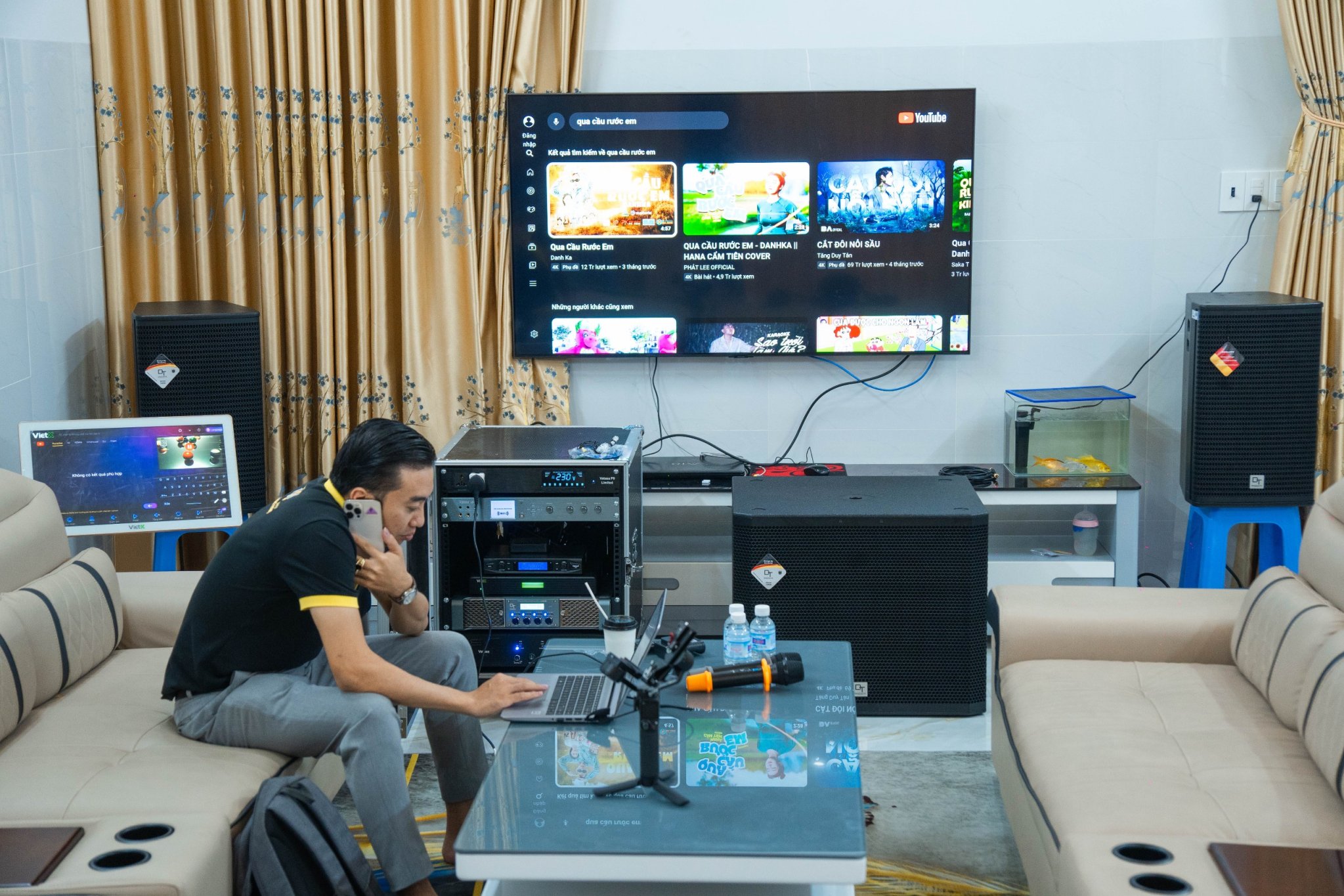 Khách hàng Tùng Lâm đánh giá về sản phẩm Dàn Karaoke DT Kinh Doanh TT195: (2 DT Delta 12, Vatasa T900 New, Vatasa V8Pro, Vatasa DKS1004 NEW, DT Lion215, DT Sigma218, Vatasa P9 Luxury, VietK 6TB, VietK 22 inch)